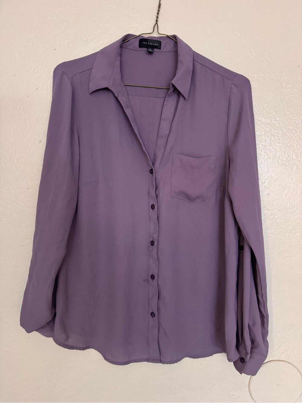 The Limited sheer Lavender Button-Up Shirt